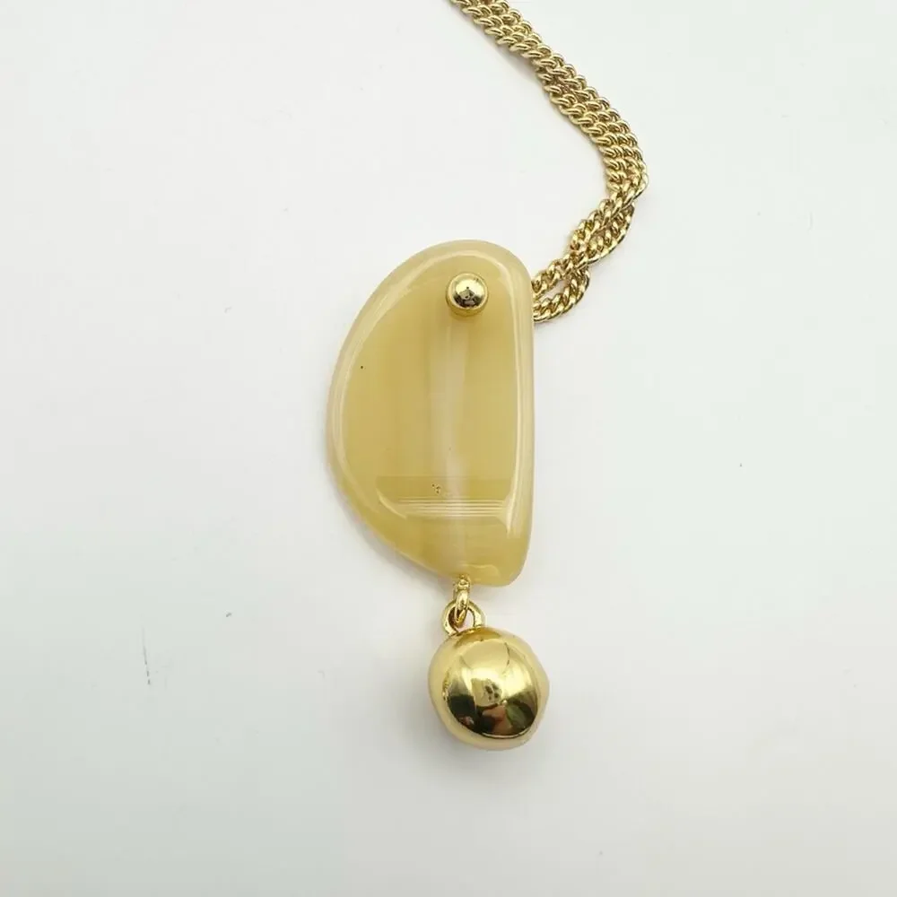 J Crew Lucite Gold tone Chain Necklace Long Pendant Casual Minimalist Preppy